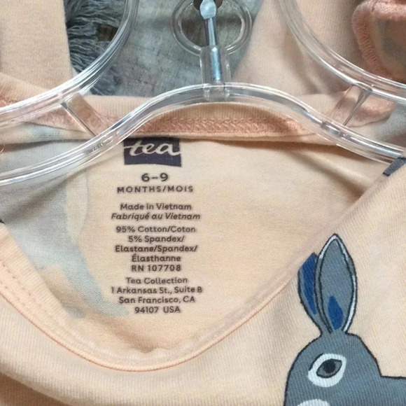 New Without Tags Tea Collection Long Sleeve Rabbit Romper size 6-9M - Picture 2 of 5